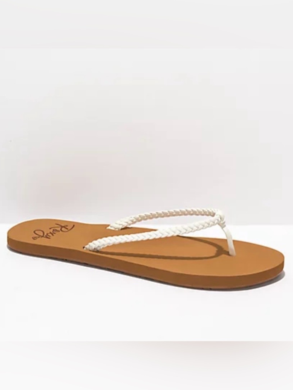 Roxy Costas White & Tan Thong Flip-Flop Sandals, Women’s Size 6/7